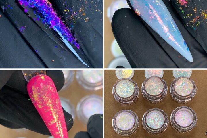 Aurora Iridescent Foil Flakes — 6 Jars, Bigger Size