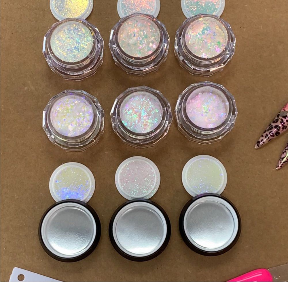 Iridescent aurora foil flakes 6-jar set - 5