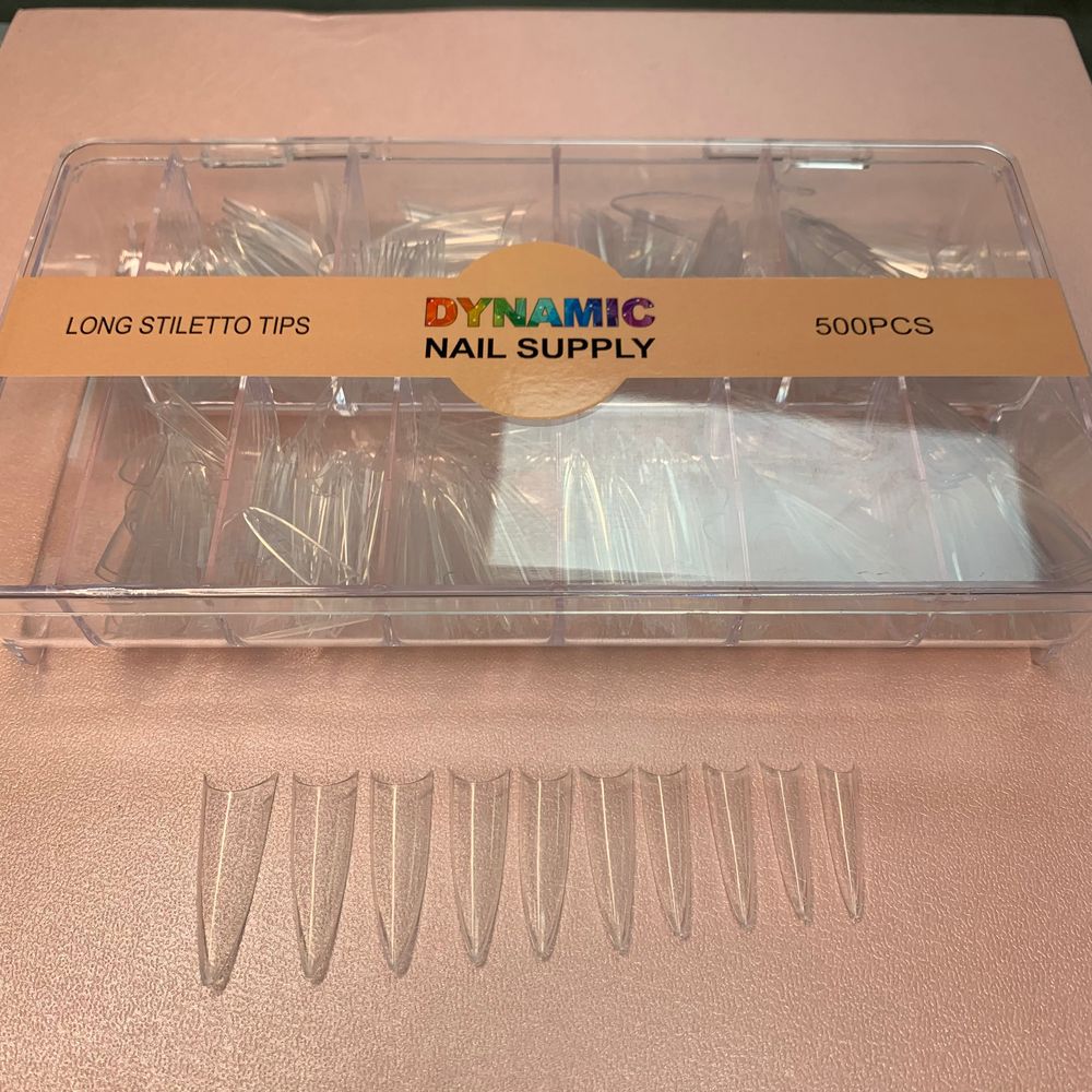 Clear extra long stiletto nail tips box - 4