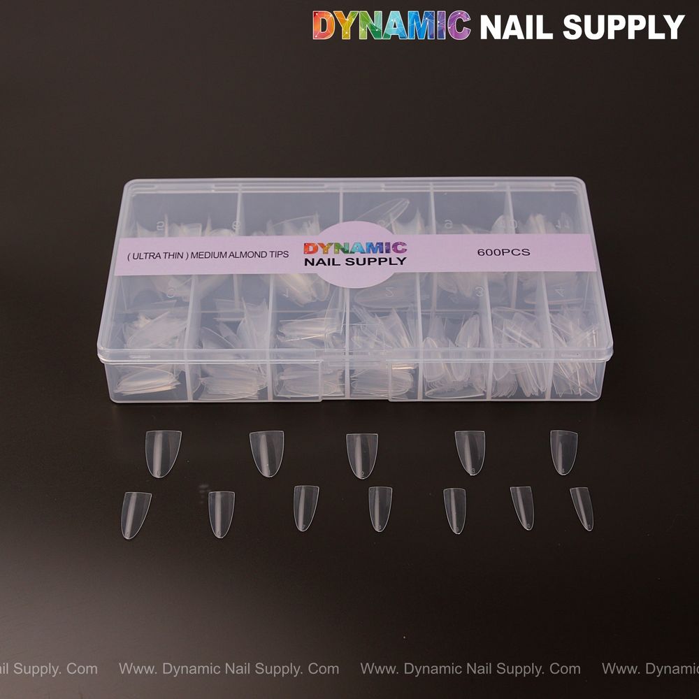 Clear medium almond nail tips box - 2